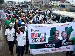 Nigerian youth rally in support of Peter Obi during 2023 election campaign